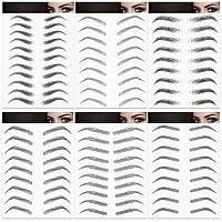 6 Sheets 4D Hairlike Waterproof Eyebrow Stickers Eyebrow Transfers Stickers Grooming Shaping Eyebrow Sticker In Arch Style For