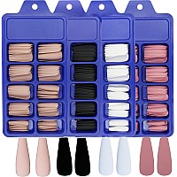 Addfavor 400Pc Long Press On Nails Matte Coffin Ballerina Full Cover Fake Nail Tips Diy Acrylic False Nails For Women Girls Nail