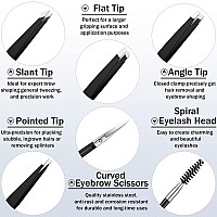 Honoson 6 Pcs Eyebrow Tweezers Set For Women Precision Tweezer For Eyebrows With Curved Scissors Eyelash Brush Girls Facial Hair