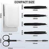 Honoson 6 Pcs Eyebrow Tweezers Set For Women Precision Tweezer For Eyebrows With Curved Scissors Eyelash Brush Girls Facial Hair