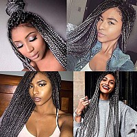 Aidusa Ombre Braiding Hair Black To Dark Grey Braiding Hair Extensions 5 Pcs Synthetic 24 Inch 2 Tones Gray Braiding Hair For Wo