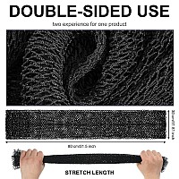 Geiserailie African Long Bathing Net Sponge Long Net Shower Body Scrubber Back Scrubber Skin Smoother Net Bathing Sponge for Daily Use or Stocking Stuffer (Black)