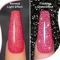 Rarjsm Gel Liner Nail Art Reflective Glitter Gel Nail Polish Thin Brush Silver Neon Hot Pink Flash Diamond Painted Gel 2Pcs Set