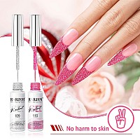 Rarjsm Gel Liner Nail Art Reflective Glitter Gel Nail Polish Thin Brush Silver Neon Hot Pink Flash Diamond Painted Gel 2Pcs Set