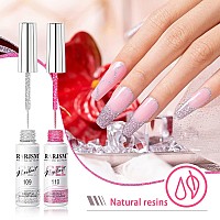 Rarjsm Gel Liner Nail Art Reflective Glitter Gel Nail Polish Thin Brush Silver Neon Hot Pink Flash Diamond Painted Gel 2Pcs Set