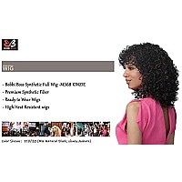 Bobbi Boss Medium Curly Wigs Synthetic Full Wig - M568 KINZIE, Easy to Wear Wigs, Premium Synthetic Fiber Wigs with High Heat Resistant Wigs (1B, Off Black)