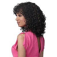 Bobbi Boss Medium Curly Wigs Synthetic Full Wig - M568 KINZIE, Easy to Wear Wigs, Premium Synthetic Fiber Wigs with High Heat Resistant Wigs (1B, Off Black)