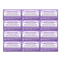 Dr Bronners Purecastile Bar Soap Lavender 5 Ounce 12Pack Made With Organic Oils For Face Body Hair Gentle Moi