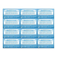 Dr Bronners Purecastile Bar Soap Baby Unscented 5 Ounce 12Pack Made With Organic Oils For Face Body Hair Gentle