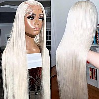 Andria Lace Front Wigs Straight Hair Glueless Lace Wigs Synthetic Long Silk Straight Natural Wig Heat Resistant Fiber Platinum B