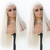 Andria Lace Front Wigs Straight Hair Glueless Lace Wigs Synthetic Long Silk Straight Natural Wig Heat Resistant Fiber Platinum B