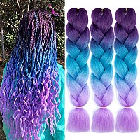 Afnote Ombre Braiding Hair 24 Inch Braid Hair Extensions 3Pcs Pre Stretched High Temperature Crochet Braiding Hair C26