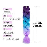 Afnote Ombre Braiding Hair 24 Inch Braid Hair Extensions 3Pcs Pre Stretched High Temperature Crochet Braiding Hair C26