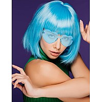 Plantureco Light Blue Wig And Party Sunglasses Color Bob Wig Cosplay Wigs And Party Wigs Rainbow Wig With Neon Glasses Blue W