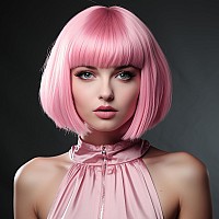 Plantureco Pink Wig And Party Sunglasses Pink Wigs For Women Pink Wig With Bangs Light Pink Wig Pink Bob Wig Pink Cosplay W