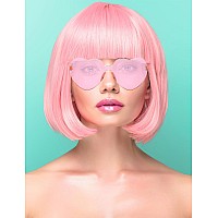 Plantureco Pink Wig And Party Sunglasses Pink Wigs For Women Pink Wig With Bangs Light Pink Wig Pink Bob Wig Pink Cosplay W