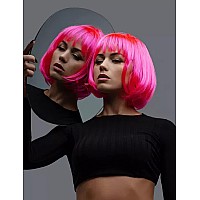 Plantureco Wig And Party Sunglasses Hot Pink Wigs For Women Dark Pink Wig And Neon Pink Wig With Bangs Bright Pink Wig Bach