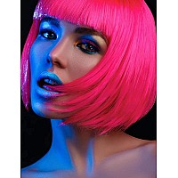 Plantureco Wig And Party Sunglasses Hot Pink Wigs For Women Dark Pink Wig And Neon Pink Wig With Bangs Bright Pink Wig Bach