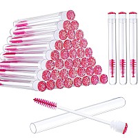 80 Pieces Disposable Mascara Brushes Tubes Set, 40 Pieces Empty Mascara Wand Tube with 40 Pieces Eyelash Brush Makeup Tool Cleaning Brush for Eyelash Extension (Pink Snowflake Style)