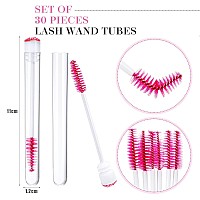 80 Pieces Disposable Mascara Brushes Tubes Set, 40 Pieces Empty Mascara Wand Tube with 40 Pieces Eyelash Brush Makeup Tool Cleaning Brush for Eyelash Extension (Pink Snowflake Style)