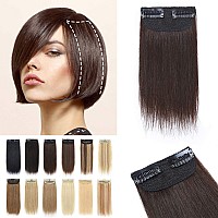 S-noilite Short Hair Extensions Clip in Human Hair 1PCS 2 Clips Clip in Hairpieces Remy Hair For Women with Short Hair Adding Hair Volume 10g 6Inch-Dark Brown