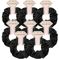 8pcs Satin Bridesmaid Proposal Gifts Hair Ties Hair Scrunchies Bachelorette Party Favors Satin Bridesmaid Gift for Wedding Parties (Black)