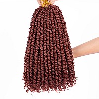 Leeven Copper Red 12 Inch Pre Twisted Short Passion Twist Crochet Braids Hair 8 Packs Ginger Pre Looped Passion Twist Curly Ends