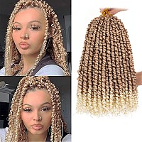 Leeven Ombre Blonde 12 Inch Pretwisted Passion Twist Hair 8 Packs Pre Looped Short Passion Twist Curly Ends Synthetic Bohemian B