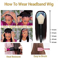 Angels Beauty Highlights Headband Wig For Women Black Mix Red Long Straight Headband Wig Premium Synthetic Headband Wig Natural