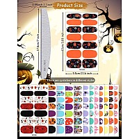 182 Pieces Halloween Nail Wraps Ebanku 13 Sheets Nail Polish Stickers Strips Pumpkin Bat Ghost Halloween Selfadhesive Full Nail