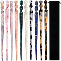 10 Pieces Acetate Hair Sticks Leopard Print Hair Pins, Tortoise Shell Hairpin Vintage Hair Chopsticks Retro Hairpins Disk, Hair Accessories For Women Girls (Classic)