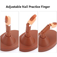 Nail Practice Fingers for Acrylic Nails-Flexible Nail Art Training Manicure Fingers Set for Hands, 3 PCS Fake Finger to Practice Fake Nails with Base Stand and 100 PCS Refill Nail Tips