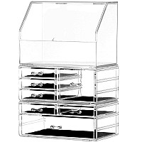 Celar Makeup Organizer With With Liddustproof Waterproof Design Make Up Organizer For Bathroom Countertop7 Drawers Acrylic Ski