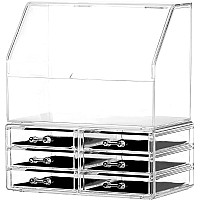 Cq Acrylic Clear Makeup Organizer For Vanity Countertopdustproof Waterproof Bathroom Organization With 6 Drawers For Beauty Ski