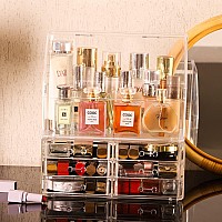 Cq Acrylic Clear Makeup Organizer For Vanity Countertopdustproof Waterproof Bathroom Organization With 6 Drawers For Beauty Ski