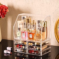 Cq Acrylic Clear Makeup Organizer For Vanity Countertopdustproof Waterproof Bathroom Organization With 6 Drawers For Beauty Ski