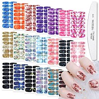 Wokoto 20 Sheets Marble Nail Polish Stickers Stick On Nail Polish Strips Kit With Nail File Peel And Stick Nail Polish Wraps Sti