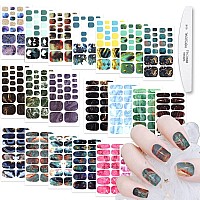 Wokoto 20 Sheets Marble Design Finger And Toe Nail Wraps For Women Nail Polish Strips Kit With Nail File Gradient Nail Strips Na