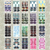 Wokoto 20 Sheets Marble Design Finger And Toe Nail Wraps For Women Nail Polish Strips Kit With Nail File Gradient Nail Strips Na