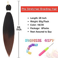 Callia Pre Stretched Braiding Hair 28 Inch 8 Packs Ombre Braiding Hair Professional Prestretched Synthetic Braiding Hair Itch Fr