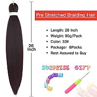 Callia Pre Stretched Braiding Hair 26 Inch Braiding Hair 8 Packs Kanekalon Braiding Hair Synthetic Braiding Hair Extensions Bro