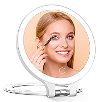 Rechargeable Magnifying Makeup Mirror 10X1X Double Sided Lighted Travel Makeup Mirror With 3 Color Light Adjustable Rotation L