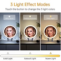 Rechargeable Magnifying Makeup Mirror 10X1X Double Sided Lighted Travel Makeup Mirror With 3 Color Light Adjustable Rotation L