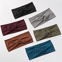 Artilady 6 Pack Wide Boho Headbands for Women - Soft Yoga Elastic Hair Bands for Girls Workout Running Sport Headwrap Non-slip Breathable (Warm Colors)