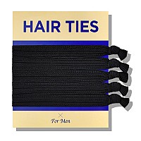 HAVHAF Knotted Mens Hair Ties For Men 5 pcs (Wide, Black) - No damage Crease Breakage Man Bun Hair Tie Men with Long Hair | For Buns Curly Thick Elastic Hair Ties For Guys | Perfect hairtie For Men