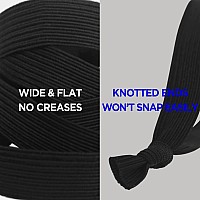 HAVHAF Knotted Mens Hair Ties For Men 5 pcs (Wide, Black) - No damage Crease Breakage Man Bun Hair Tie Men with Long Hair | For Buns Curly Thick Elastic Hair Ties For Guys | Perfect hairtie For Men