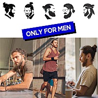 HAVHAF Knotted Mens Hair Ties For Men 5 pcs (Wide, Black) - No damage Crease Breakage Man Bun Hair Tie Men with Long Hair | For Buns Curly Thick Elastic Hair Ties For Guys | Perfect hairtie For Men