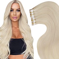 LAAVOO Bleach Blonde Tape in Hair Extensions Human Hair Skin Weft #613 Tape Extensions Human Hair Real Hair Extensions Straight Skin Weft 18 inch 20pcs 50g