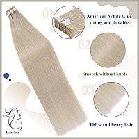 LAAVOO Bleach Blonde Tape in Hair Extensions Human Hair Skin Weft #613 Tape Extensions Human Hair Real Hair Extensions Straight Skin Weft 18 inch 20pcs 50g