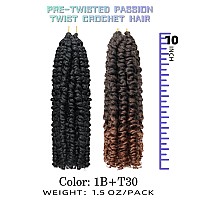 10 Inches 9 Packs Passion Twist Crochet Hairmixed Color Combo Pack7Packs 1B2Packs T1B30Pretwisted Pre Looped Synthetic Ha